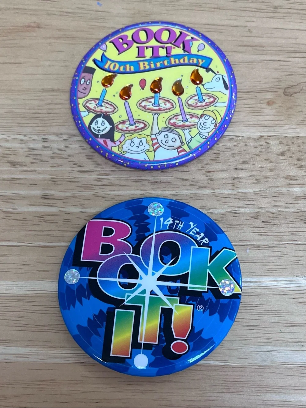 Book It Pins 10th Birthday & 14th Year Vintage 90s